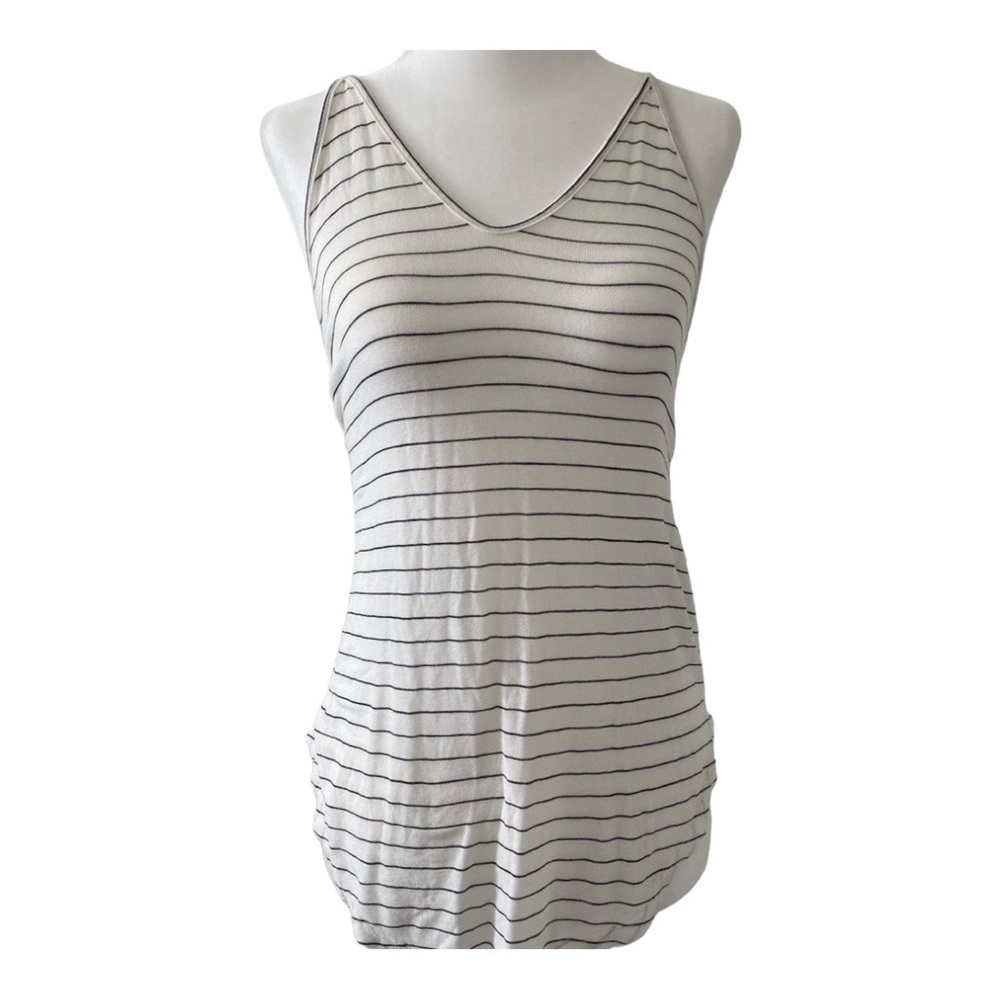 Lush Y-back black/white striped tank top